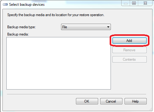 Select Backup Devices window