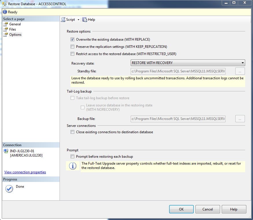 Overwrite Database
