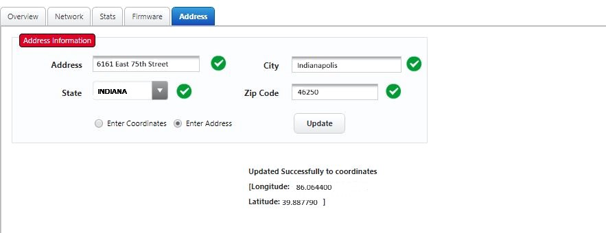Green Check Marks on the account set up fields indicating the field is complete and validated. 